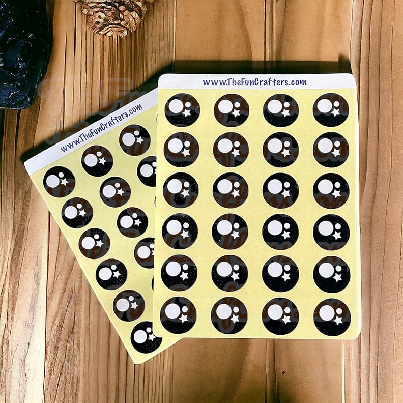 Black Round Eye Stickers (2 sheets)