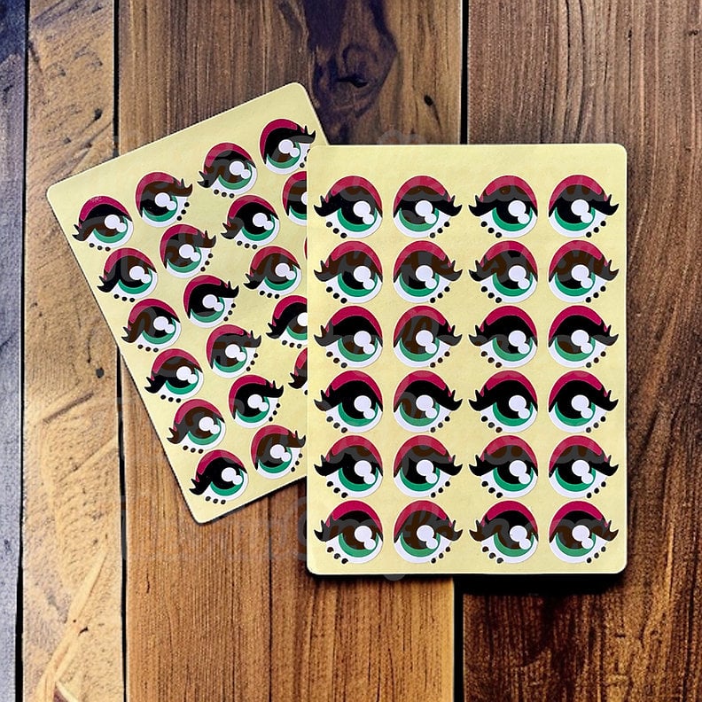 Eyelashes MakeUp Green Eyes Stickers (2 sheets)